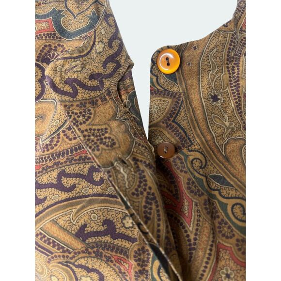 Vintage 90s Liz Claiborne Size 4P Brown Silk Paisley Blouse Top Career Work - Picture 5 of 11
